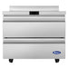 Atosa AUF36SD 36-inch freezer work table with two drawers and a rear backsplash, front view