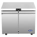 Atosa AUF36SD 36-inch stainless steel freezer work table with two swing doors and no backsplash, front view