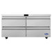 Atosa AUF60SD 60-inch freezer work table with four drawers and no backsplash in stainless steel, front view