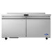 Atosa AUF60SD 60-inch freezer work table with two swing doors and a rear backsplash, front view