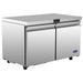 Atosa AUF60SD 60-inch double door stainless steel freezer work table on casters, angled right view