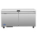 Atosa AUF60SD 60-inch stainless steel freezer work table with two swing doors and no backsplash, front view