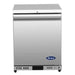 Atosa AUR24SD 24-inch single door stainless steel undercounter refrigerated work table on casters, front view