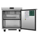 Atosa AUR27SD 27-inch undercounter refrigerated work table with the door open showing the interior wire shelf