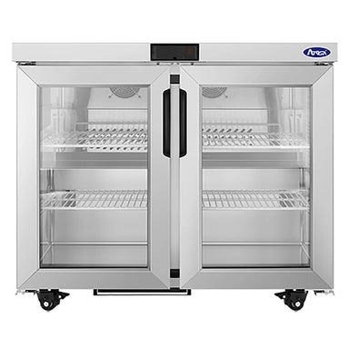 Atosa AUR36GD Double Glass Door 36" Refrigerated Work Table-Phoenix Food Equipment