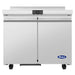 Atosa AUR36SD 36-inch refrigerated work table with two swing doors and a rear backsplash, front view