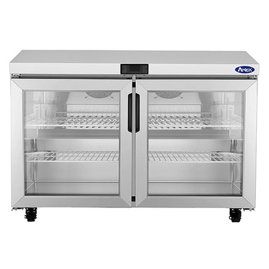 Atosa AUR48GD Double Glass Door 48" Refrigerated Work Table-Phoenix Food Equipment