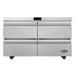 Atosa AUR48SD 48-inch refrigerated work table with four drawers and no backsplash in stainless steel, front view