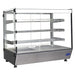 Atosa CHDS-53 28-inch countertop heated food warmer with square glass and tiered display shelves, angled view