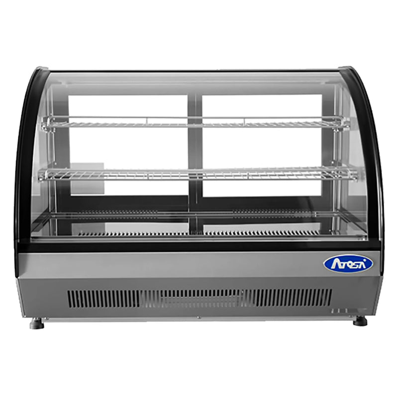 Atosa CRDC-46 36-inch countertop refrigerated pastry display case, rear view showing the sliding access doors