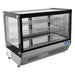 Atosa CRDS-42 28-inch square glass refrigerated countertop bakery display case with black trim, angled left view