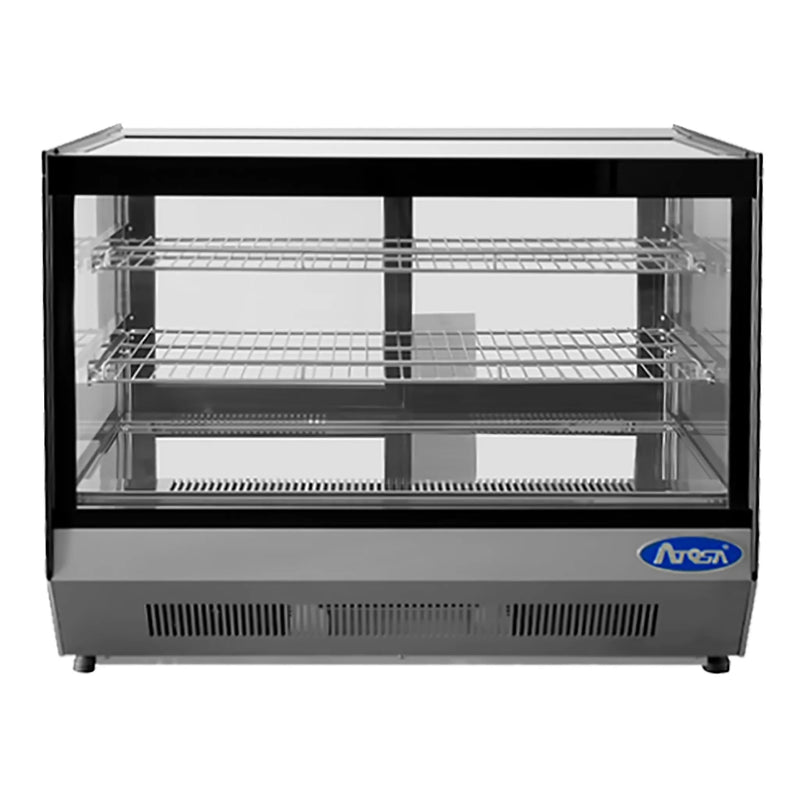 Atosa CRDS-42 28-inch countertop refrigerated pastry display case, rear view showing the sliding access doors