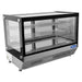 Atosa CRDS-56 36-inch square glass refrigerated countertop bakery display case with black trim, angled left view