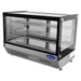 Atosa CRDS-56 36-inch square glass refrigerated pastry case with interior shelves and lighting, angled right view