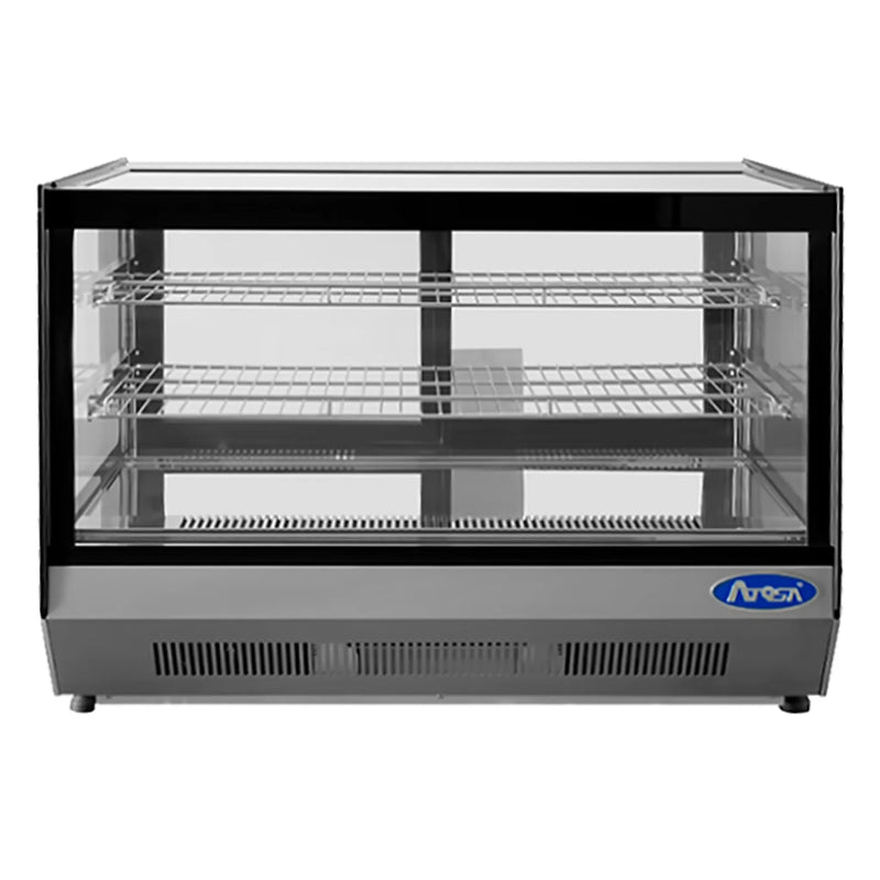 Atosa CRDS-56 36-inch countertop refrigerated pastry display case, rear view showing the sliding access doors