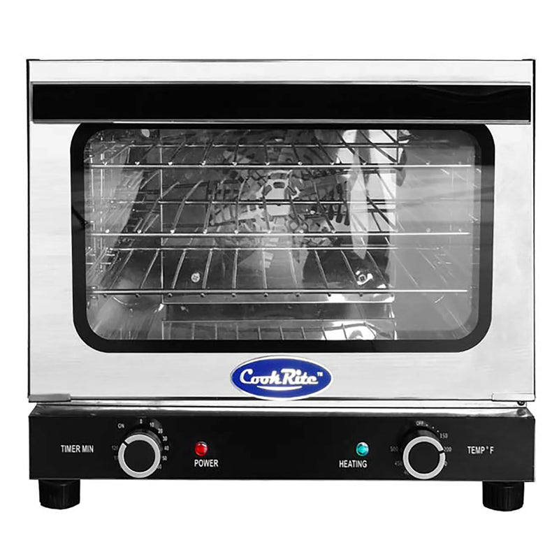 Atosa CTCO-50 half size electric countertop convection oven in stainless steel with glass door, 120V, front view
