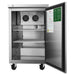 Atosa MBB23GR 23-inch stainless steel back bar cooler with the door open showing the interior shelves