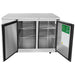 Atosa MBB48GR 48-inch stainless steel back bar cooler with both doors open showing the interior shelves