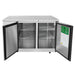 Atosa MBB59GR 59-inch stainless steel back bar cooler with both doors open showing the interior shelves