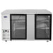 Atosa MBB69GR 69-inch back bar cooler with double glass doors and black frame, front view