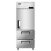 Atosa MBF8022GR 29-inch stainless steel reach-in refrigerator with top solid door and two bottom drawers