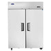 Atosa MBF8129GR 52-inch double solid door stainless steel reach-in refrigerator and freezer combo, front view