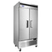 Atosa MBF8502GR 40-inch double door stainless steel reach-in freezer with bottom-mount compressor, angled view