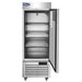 Atosa MBF8520GR 24-inch low height reach-in freezer with the door open showing the interior wire shelves