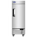 Atosa MBF8520GR 24-inch low height single solid door stainless steel reach-in freezer on casters, front view