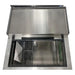 Atosa MBGF24GR 24-inch glass froster with the top lid open showing the stainless steel interior