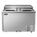 Atosa MBGF48GR 48-inch stainless steel commercial glass froster with two sliding top lids, angled view