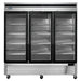 Atosa MCF8704GR 81-inch triple glass door stainless steel merchandiser display freezer, front view