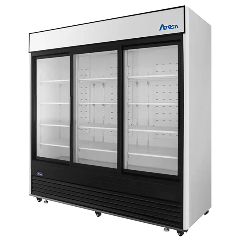 Atosa MCF8729GR Triple Sliding Glass Door 82" Wide Display Refrigerator-Phoenix Food Equipment