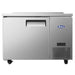 Atosa MGF44GR 44-inch single door stainless steel refrigerated work table with side-mounted compressor, front view