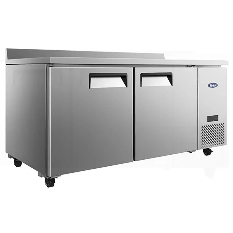 Atosa MGF67GR Double Door 67" Side Mounted Refrigerated Work Table w/ Backsplash-Phoenix Food Equipment