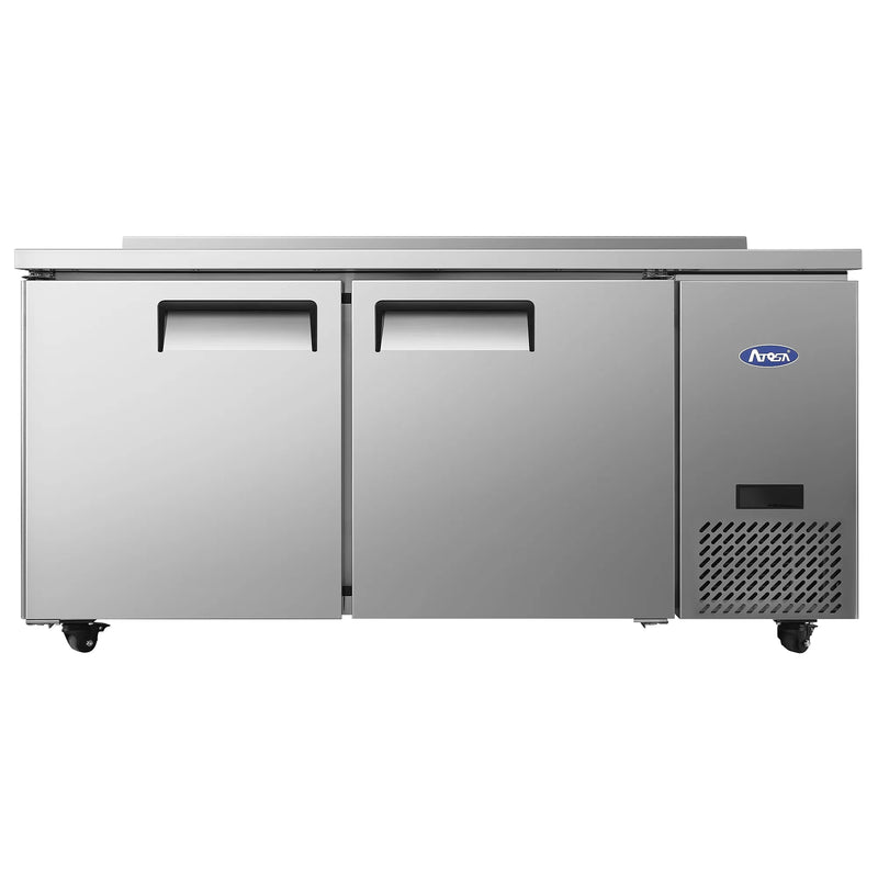 Atosa MGF67GR Double Door 67" Side Mounted Refrigerated Work Table w/ Backsplash-Phoenix Food Equipment