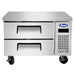 Atosa MGF8448GR 36-inch two drawer stainless steel refrigerated chef base on casters, front view