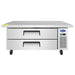 Atosa MGF8452GR 60-inch two drawer stainless steel refrigerated chef base on casters, front view