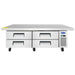 Atosa MGF8454GR 76-inch four drawer stainless steel refrigerated chef base on casters, front view