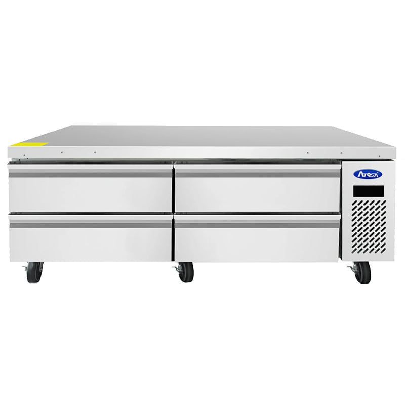 Atosa MGF8463GR 72-inch four drawer stainless steel chef base freezer on casters with side-mounted compressor
