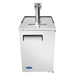 Atosa MKC23GR 23-inch single door kegerator in stainless steel with a single tap tower on top, front view