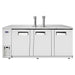 Atosa MKC90GR 90-inch triple door kegerator in stainless steel with tap towers on top, front view