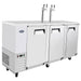 Atosa MKC90GR 90-inch triple door stainless steel keg beer dispensing cooler with tap towers, angled view