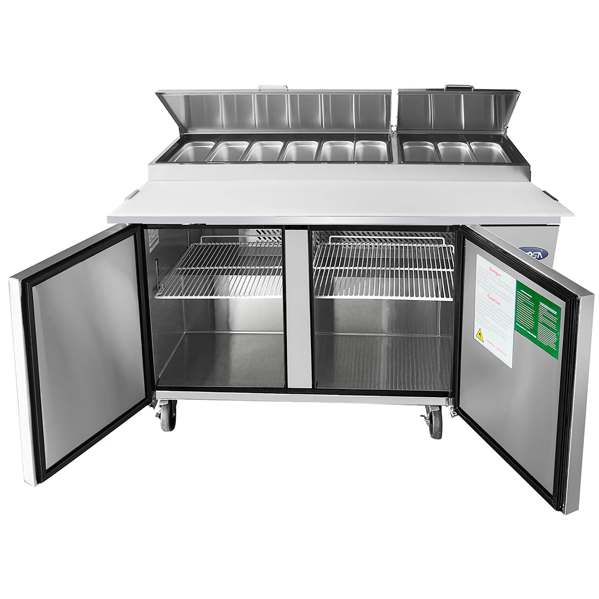 Atosa MPF8202GR Double Door 67" Refrigerated Pizza Prep Table-Phoenix Food Equipment