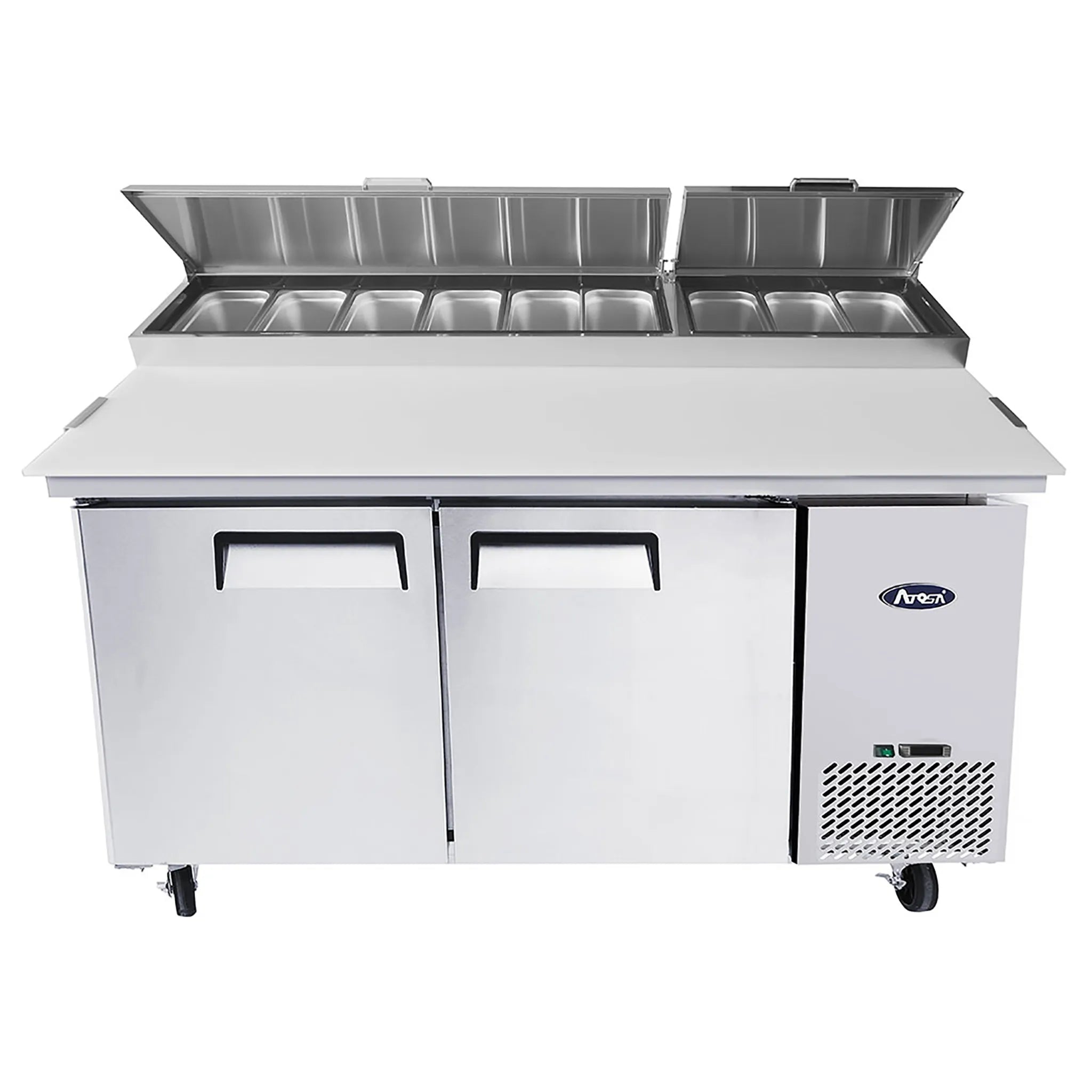 Atosa MPF8202GR Double Door 67" Refrigerated Pizza Prep Table-Phoenix Food Equipment