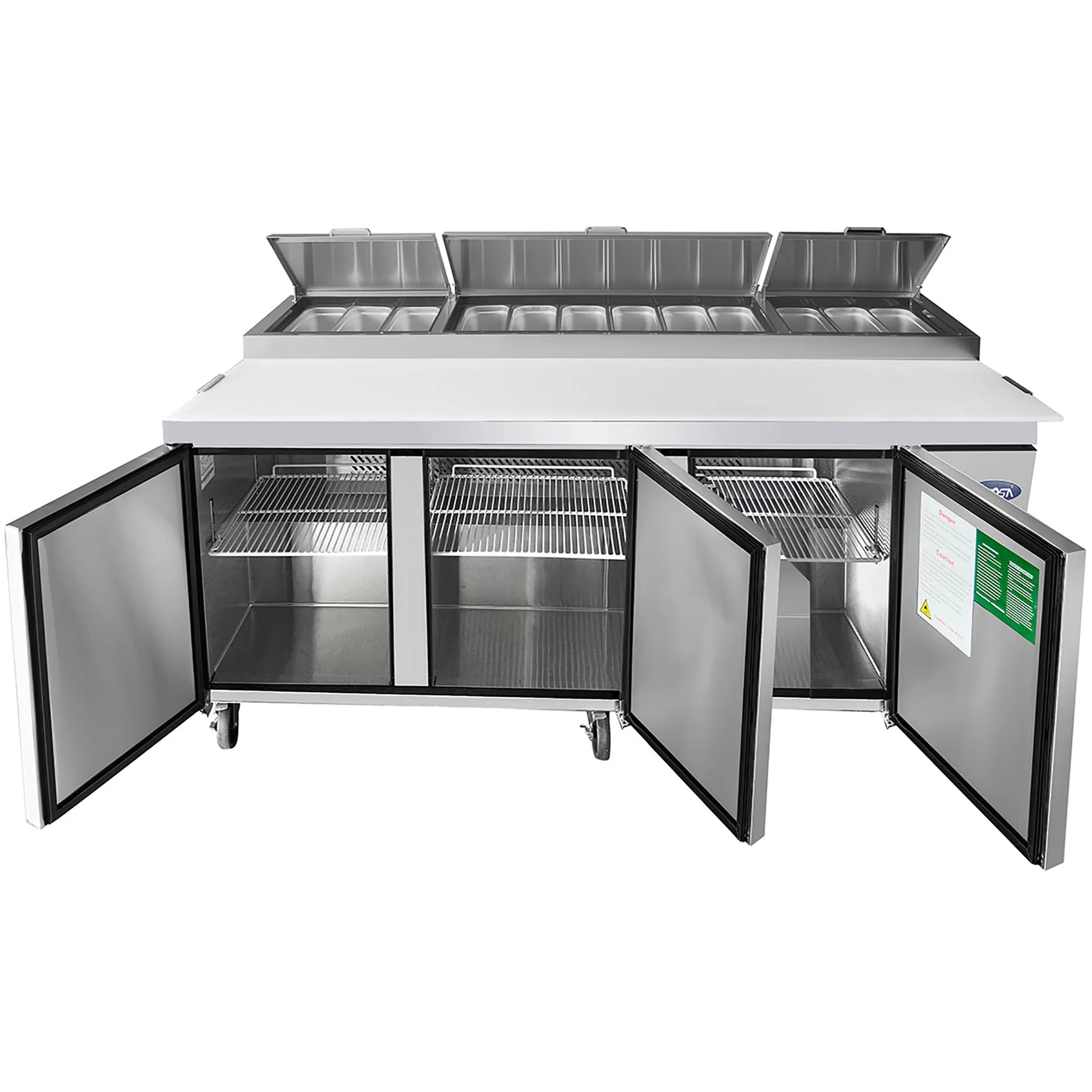 Atosa MPF8203GR Triple Door 93" Refrigerated Pizza Prep Table-Phoenix Food Equipment