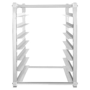 Atosa MPRA-SP welded aluminum 7-tier end load half size sheet pan rack with open frame, front view