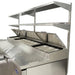 Atosa MROS-44P stainless steel double overshelf mounted above a 44-inch refrigerated pizza prep table