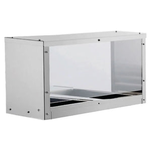 Atosa MROS stainless steel overshelf with glass sneeze guard sized for the CSTEA-2C 2-well steam table