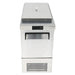 Atosa MSF17GR-NTCV 17-inch compact sandwich prep table with hinged lid on casters, angled view